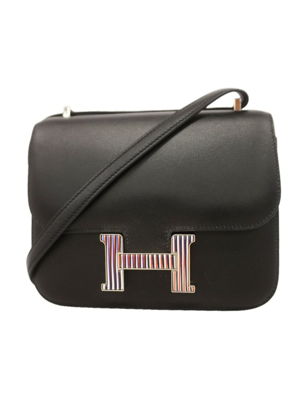 Hermes Shoulder Bag Constance Mini Swift Black Silver